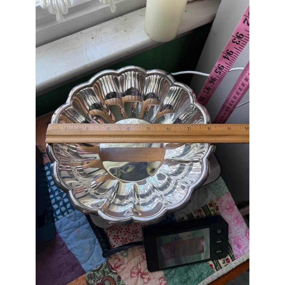 Reed & Barton Serving Bowl Holiday 175 Silver Plated Scalloped Rim 8
